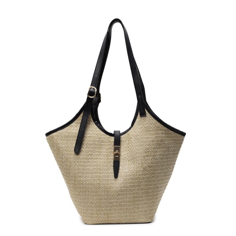 

Large-capacity new tote bag, shoulder women s bag, niche portable class commuting versatile woven bag one size fits all чорний