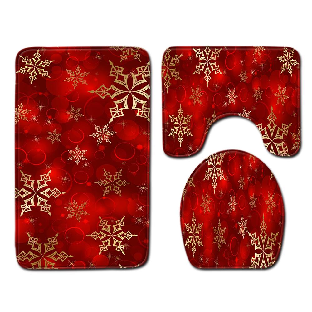 Christmas Bathroom Floor Mat Toilet Three-Piece Set