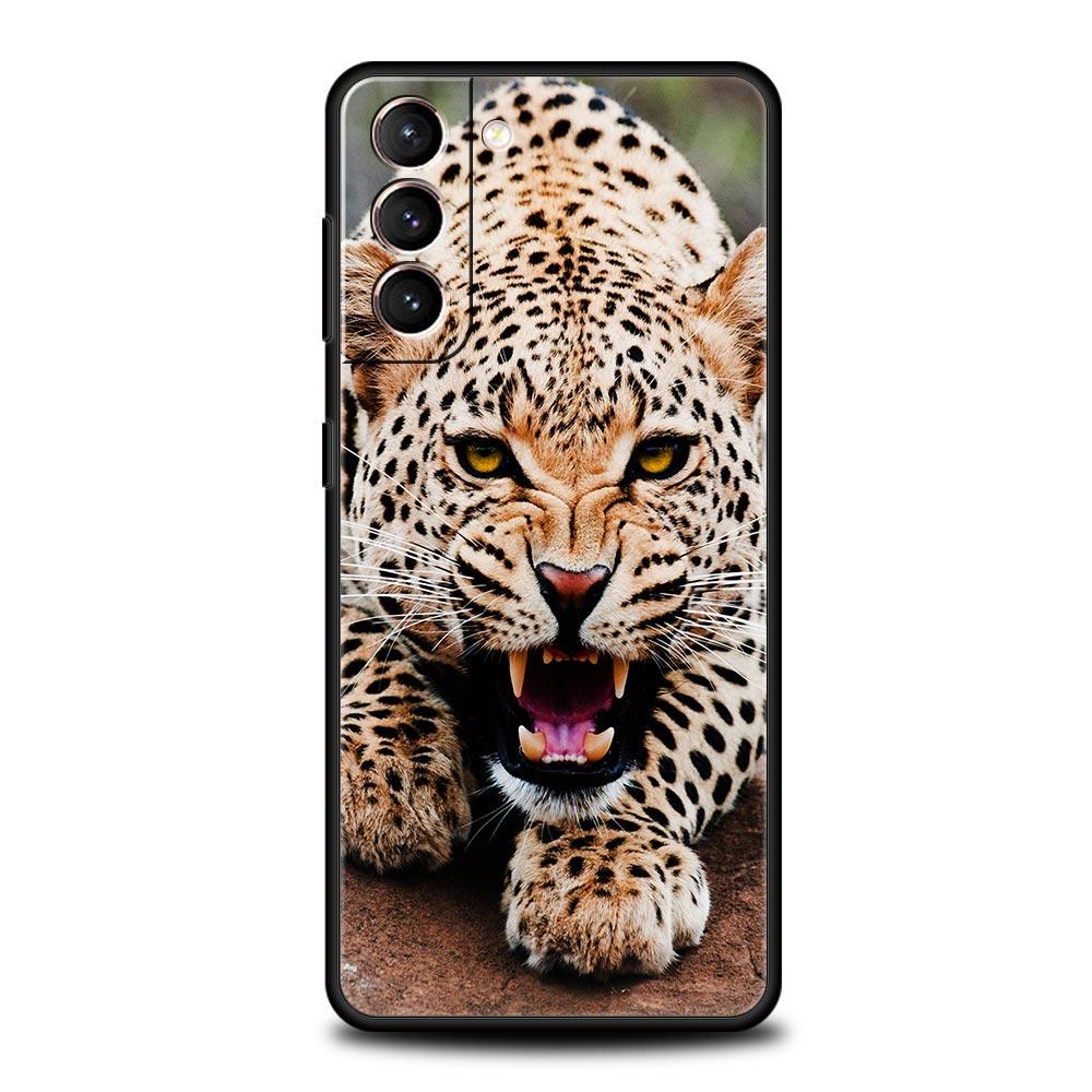 Tiger Leopard Fashion Phone Case For Samsung Galaxy S26 Ultra S25 Plus S24 FE S23 S22 5G S21 S20 Cover Black Soft