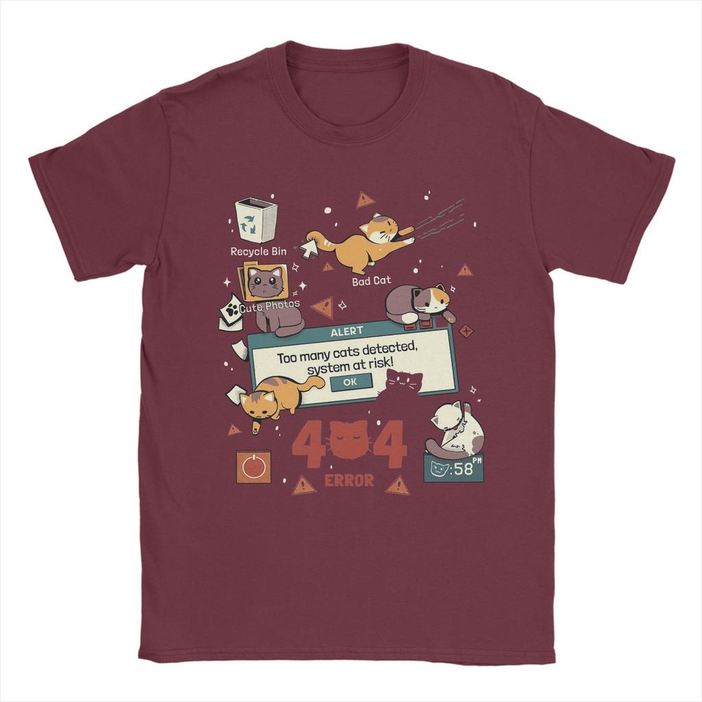 Men Too Many Cats Alert Playing Computer T Shirts  100% Cotton Clothing Casual Short Sleeve Crew Neck Tee Shirt Party T-Shirt