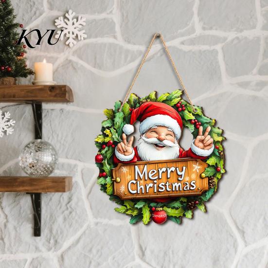 Natural Wood Holiday Accents Wooden Christmas Hanging Pendant, Snowman/Santa Claus/Gnome Ornament with Tree Ornaments Hemp Rope for Indoor Outdoor