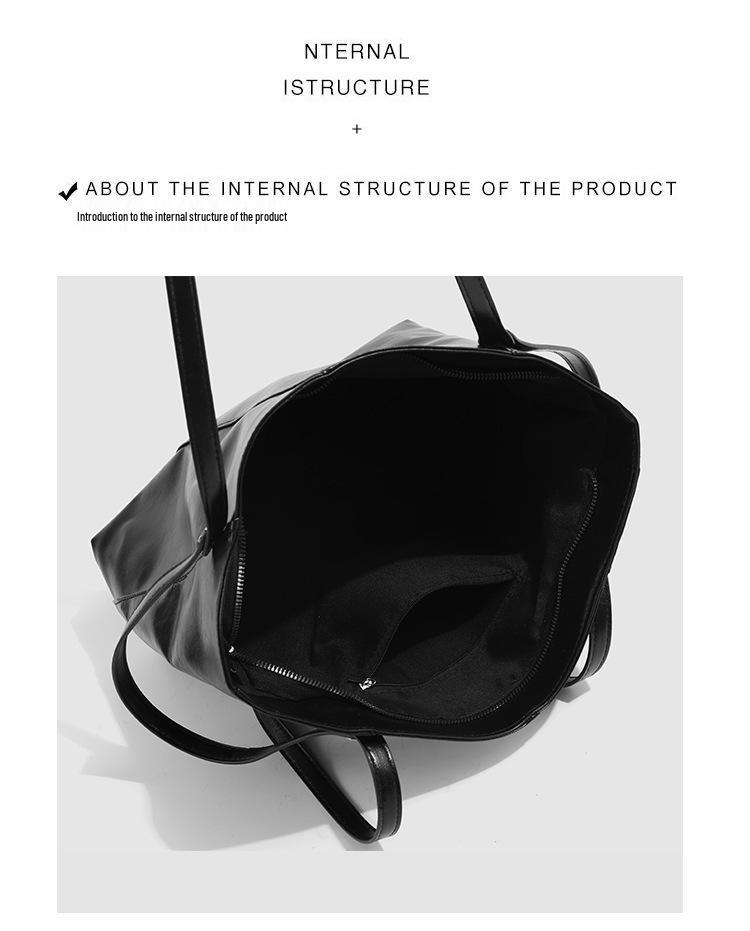 Korean Style Black Fashion Tote - Large Capacity, High-End, Versatile Shoulder & Underarm Bag