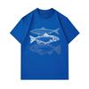 Men's 100% Cotton Crew Neck Short Sleeve T-Shirt, Casual Retro Three Fish Printed Comfortable Tee, Lightweight Breathable Daily Summer Top for Men