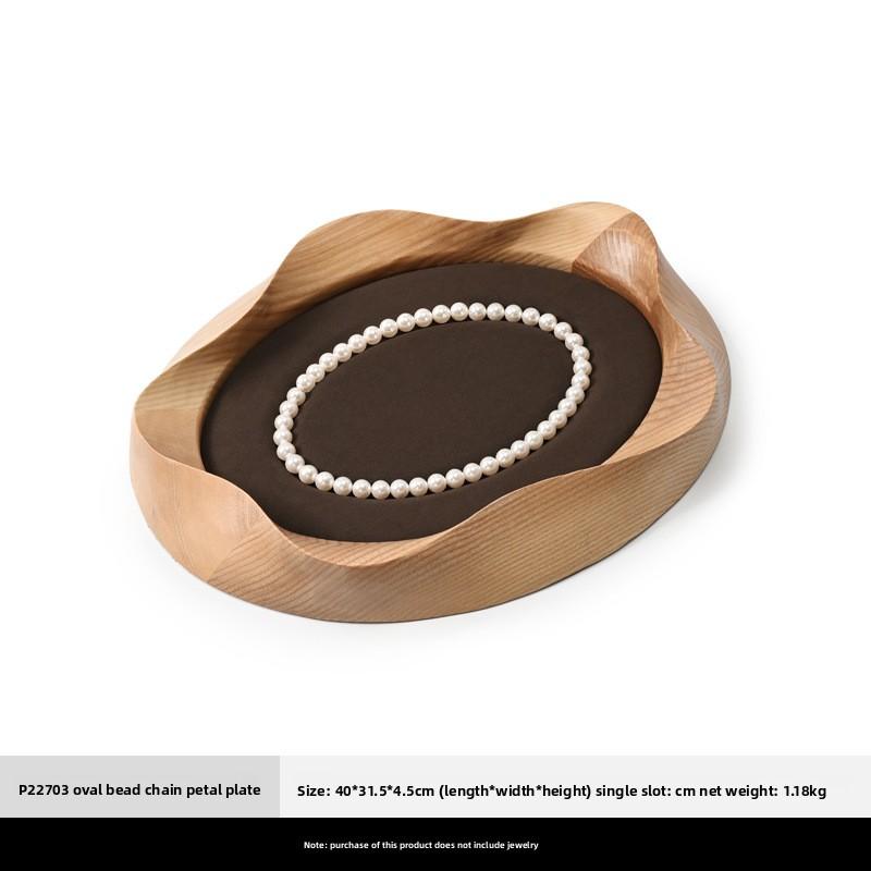 Solid Wood Pearl Jewelry Display Tray, Ring Necklace Earring Organizer, Bracelet Jewelry Exhibition Props