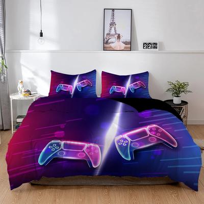 3D Gamepad Königin König Bettbezug Spiel Thema Bettwäsche Set Für Teenager Erwachsene Jugend Gamer Schlafzimmer Dekor 2/3 Stück Polyester Bettdeckebezug