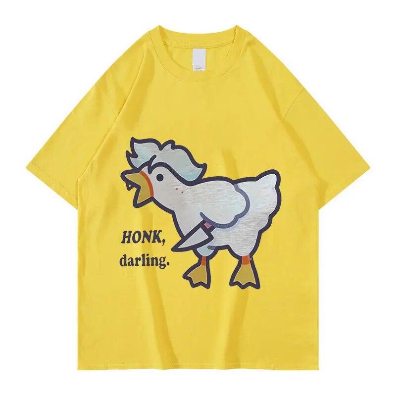 

Cute Funny Goose Astarion 2023 Новая графическая футболка унисекс WoUnisex Ретро футболки с короткими рукавами Летняя мода Хлопковая футболка большого размера 4XL