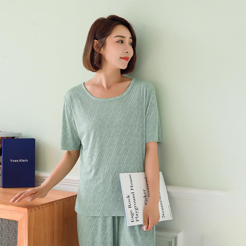 Silky Ice Skin Short Sleeve Pajama Set for Couples