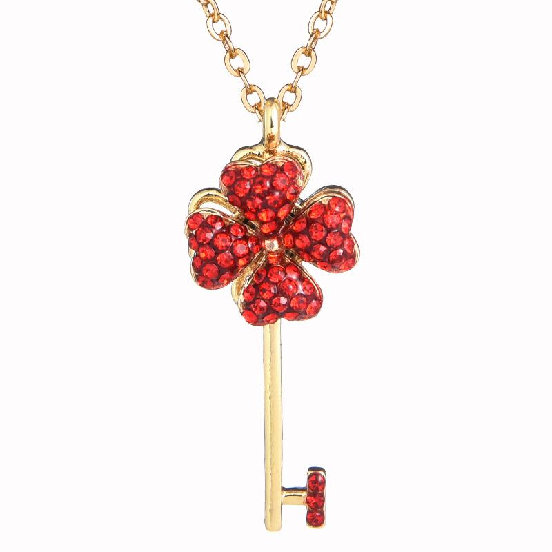 2021 Fashion Rotating Four-Leaf Clover Necklace Rotating Small Windmill Key Collarbone Chain For Women