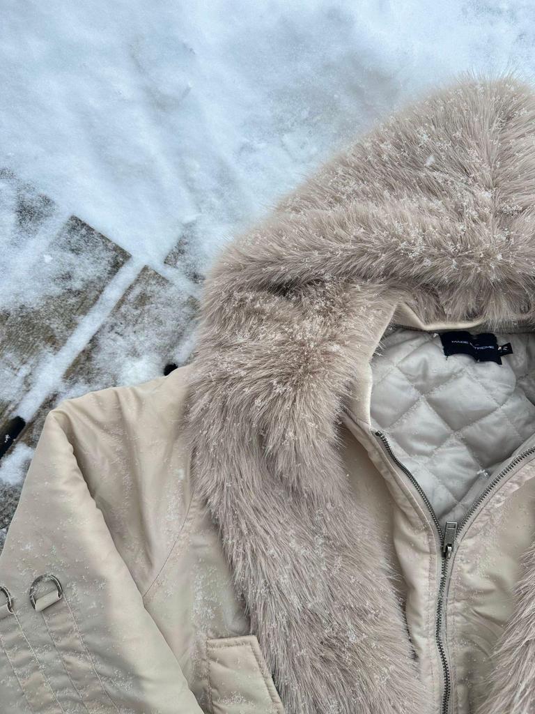 EME Yisheng Yi Faux Fur Balaclava & American Retro MA1 Air Force Jacket Winter Coat