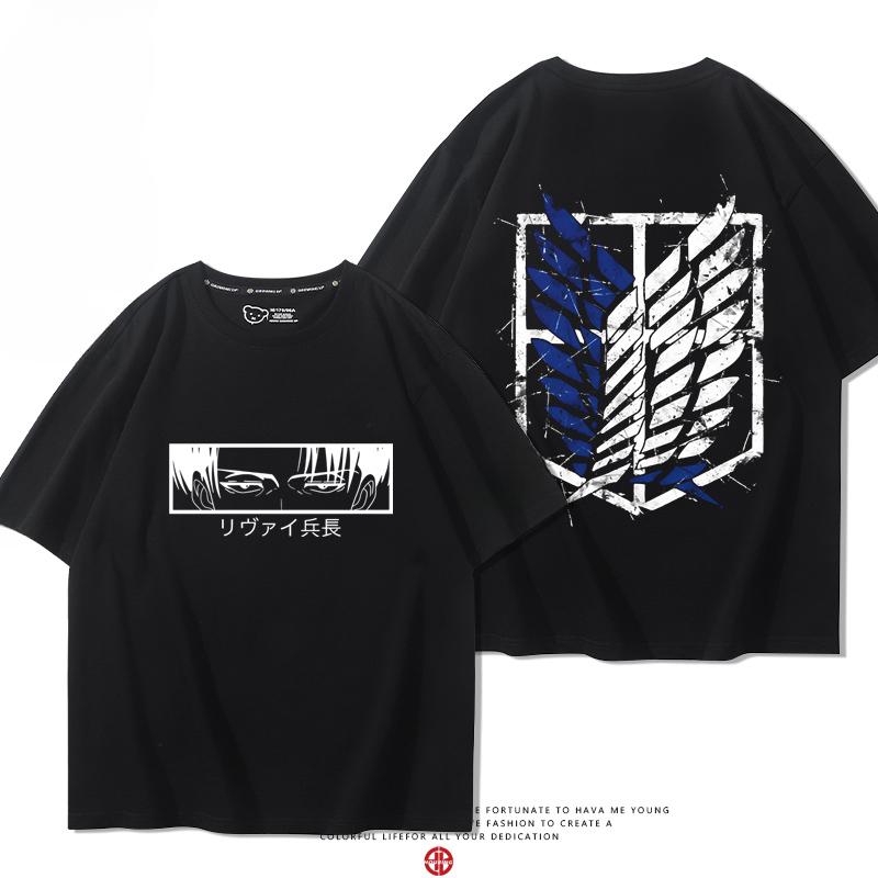 Summer 100% Cotton T-shirt Attack Giant Wings of Freedom Clothing Sergeant Alan Mikasa Around Short-sleeved Men