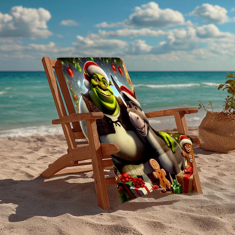 Ultra-weiches Strandtuch mit Shrek-Thema, ideal für Pool - Camping, Tauchen - Perfekter Reisebegleiter, Lebendiges Strandtuch.