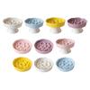 Raised Pet Slow Feeder Bowl, Ceramic Slow Down Eating Food Bowl, Anti Vomiting Food Dish for Small Medium Dogs & Cats