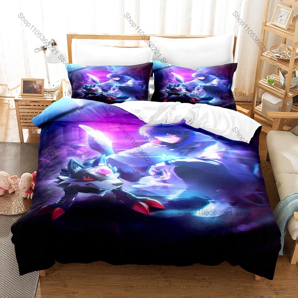 Digimon Anime 3D Print Bedding Set Duvet Cover + 2 Pillowcases Soft Polyester Bed Linen Bedroom Decor For Anime Fans
