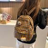 Winter Dames Rugzak Retro Tweed Ruit Twee Schouder Tas Tiener Meisjes Kawaii Rugzak Casual Mini Rugzak Student Schooltas