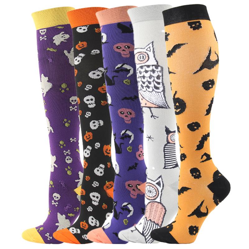 5/6 Pairs Compression Socks Varicose Veins Stockings New Pattern Calf Pressure 15-20Mmhg Men Women Work Sports Yoga Calf