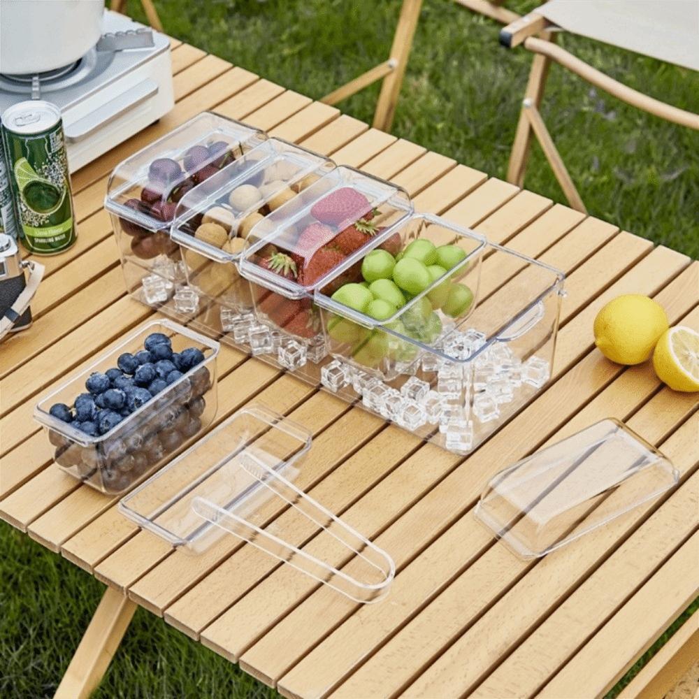 Detachable Fruit Snack Container Double Layered Condiment Box Fruit Storage Box  Outdoor Picnic