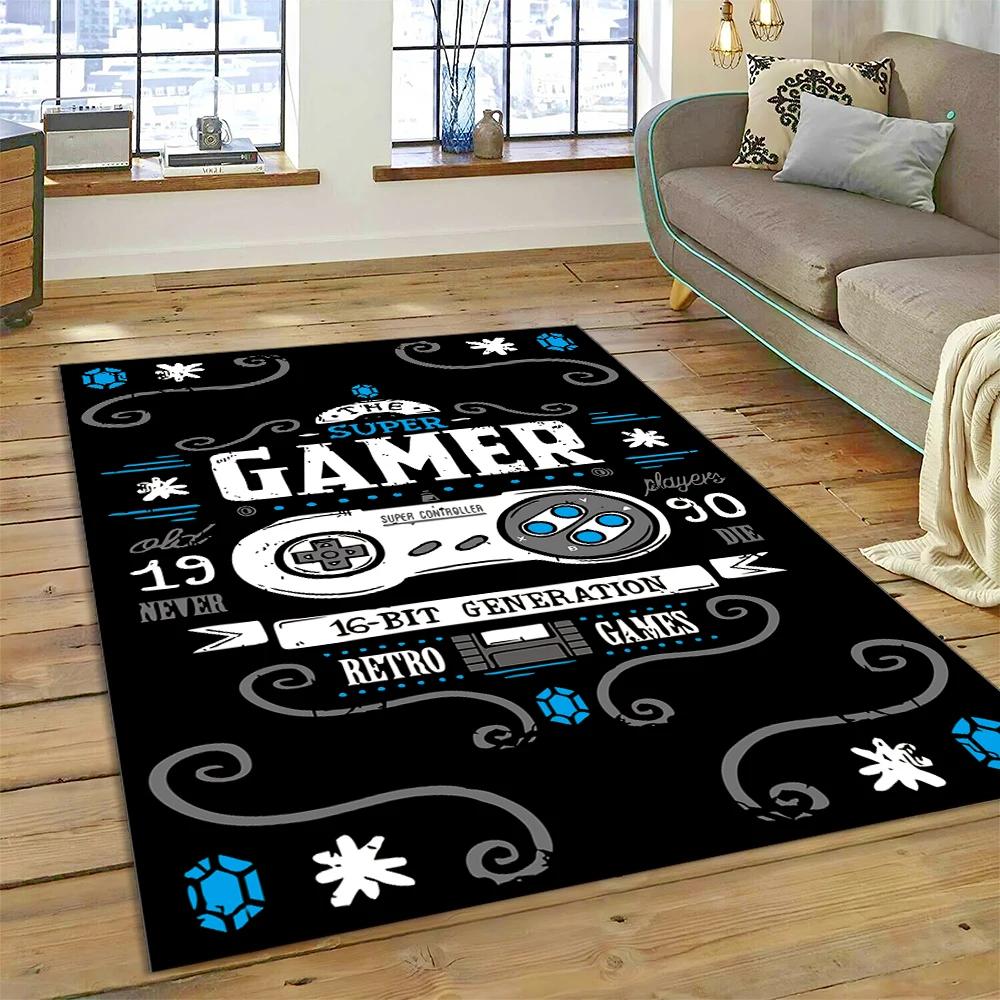 3D Gamer Game Gamepad Cartoon Carpet Rug for Home Living Room Bedroom Sofa Doormat Decor,Child Play Area Rug Non-slip Floor Mat