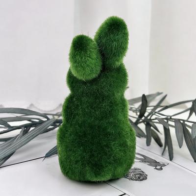 Easter Rabbit Figurine Artificial Moss Green Flocked Decor for Spring Yard Porch Door Table Party Home Office Desk Centerpiece