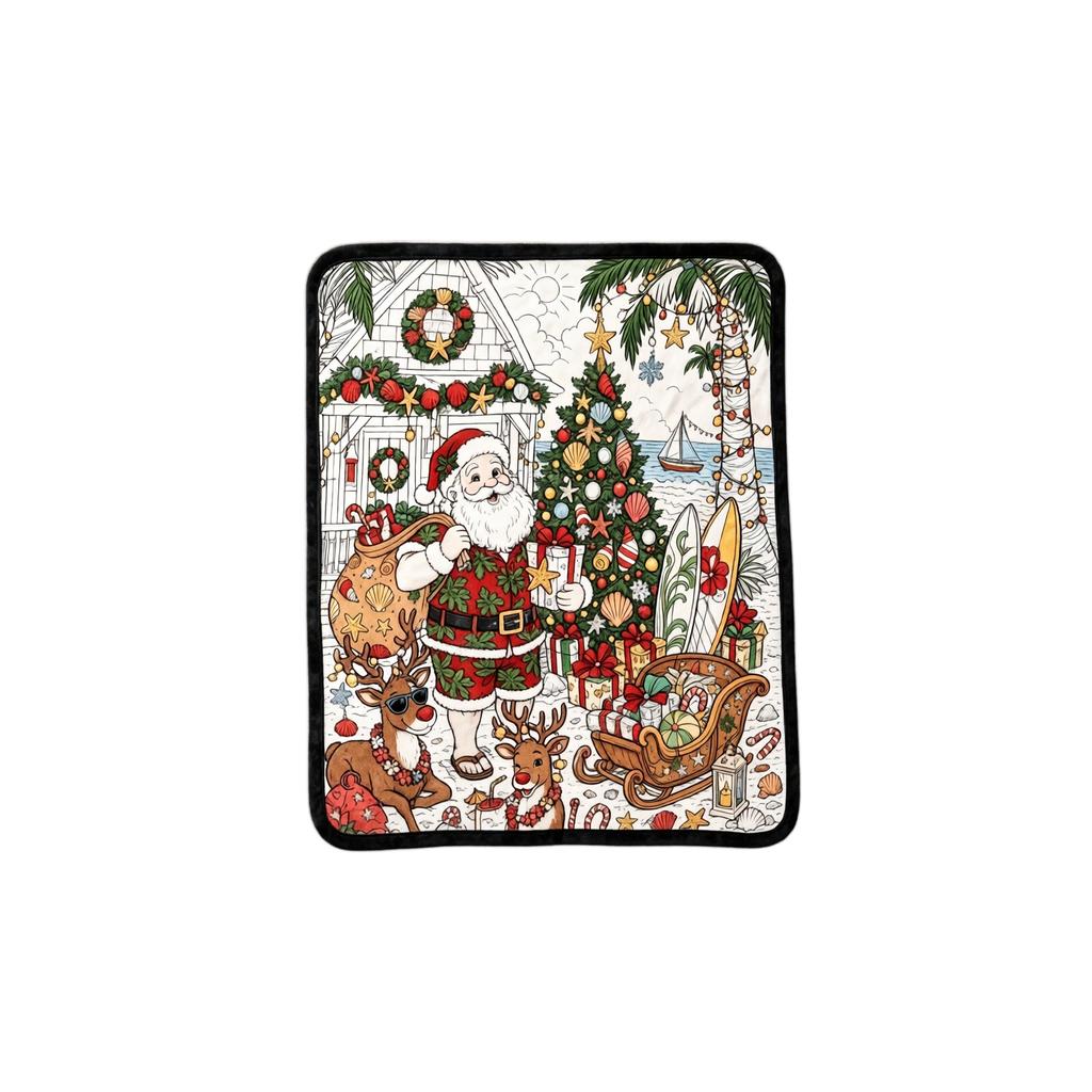 Grande Coperta da Colorare di Natale 150 cm, Morbido Velluto per Scarabocchiare con Pennarelli Acquerello, Attività Divertente Anti-Stress per Bambini e Adulti