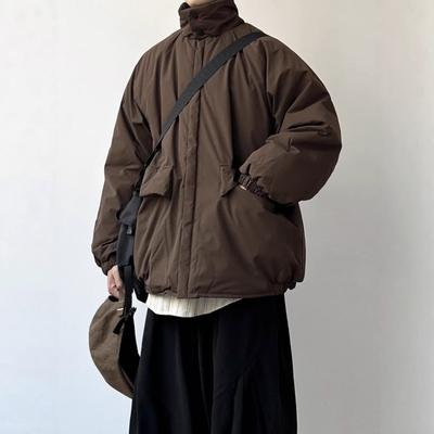 Giacca Imbottita Unisex Stile Giapponese Retrò con Collo Rialzato Calda Spessa Giacca di Cotone Invernale per Uso Quotidiano