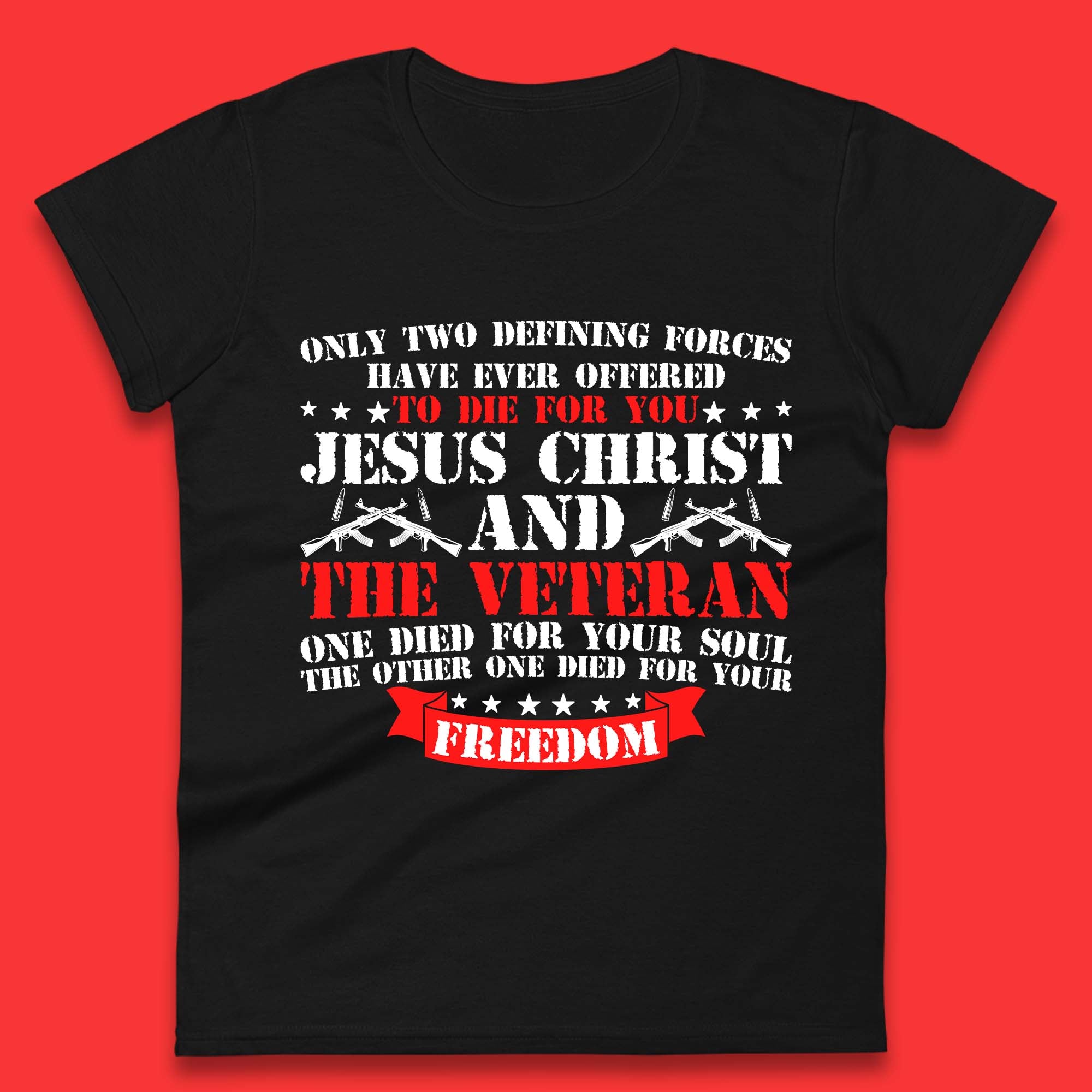 Jesus Christ And The Veteran Womens T-Shirt Mens Tops Tees Unisex S