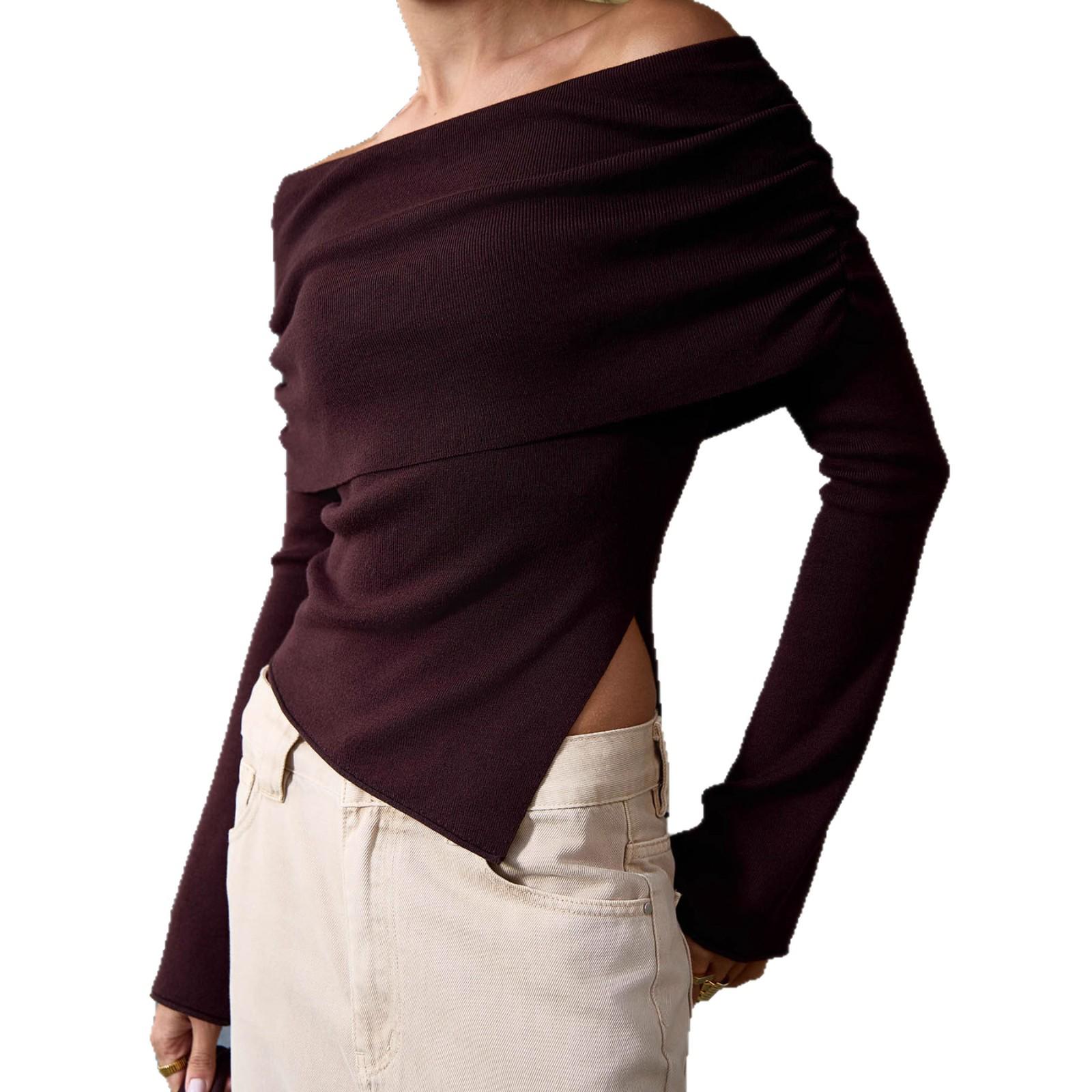 Женский асимметричный вязаный пуловер на одно плечо Medium