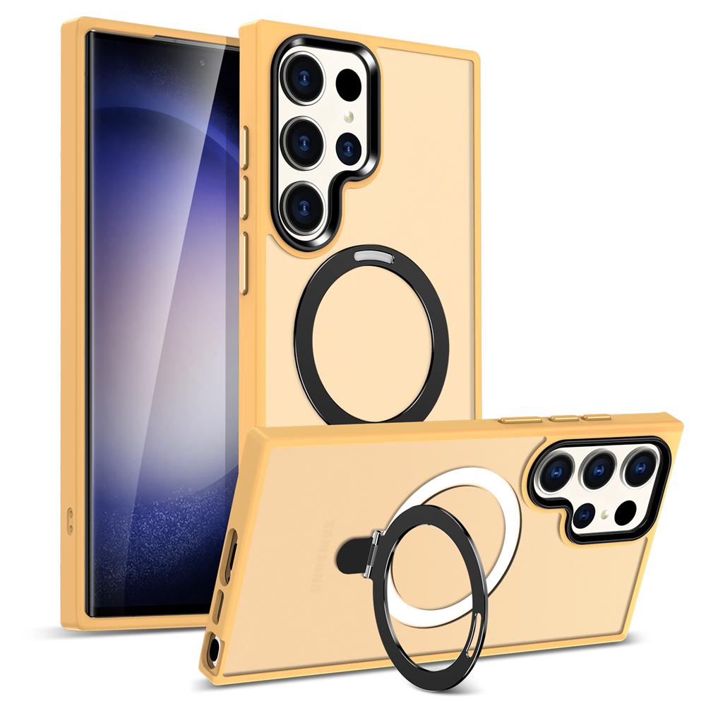 Folding Holder For Magsafe Clear Case For Samsung Galaxy S25 S22 Ultra S24 Plus S23 FE Magnetic Wirelesss Charge Lens Stand Cove