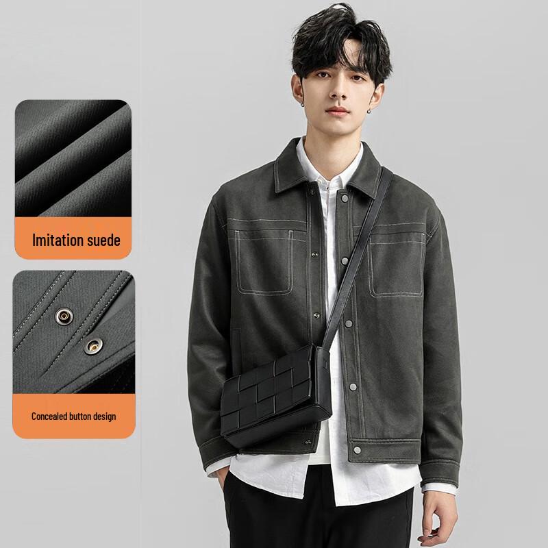 

Men s Faux Suede Lapel Workwear Jacket 3XL