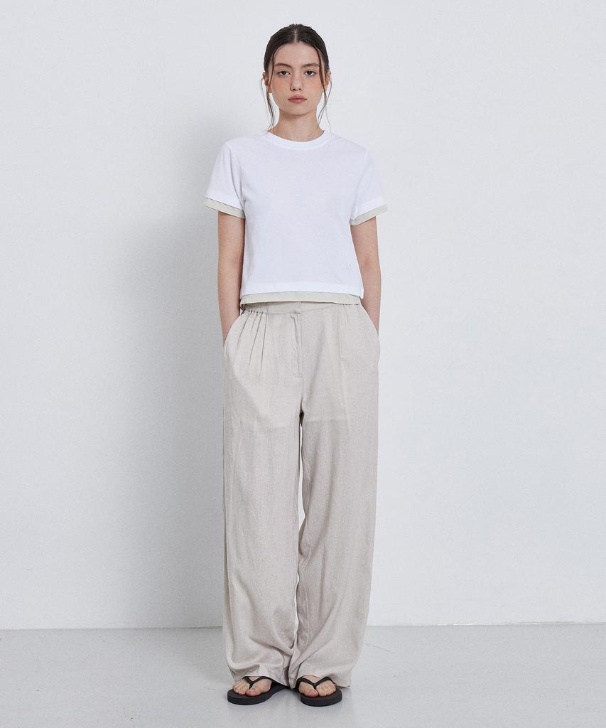 KIIMUIR (Women) Summer Semi-Wide Linen Pants_Light Gray
