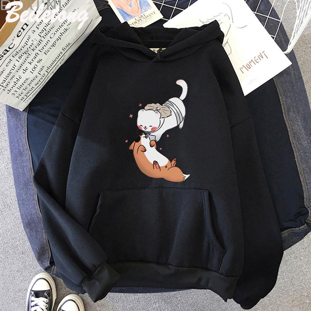 TGCF Fox and Ferret Hoodies Tian Guan Ci Fu Kawaii Print Hoodie Harajuku Aesthetic Man Women Winter Sweatshirts