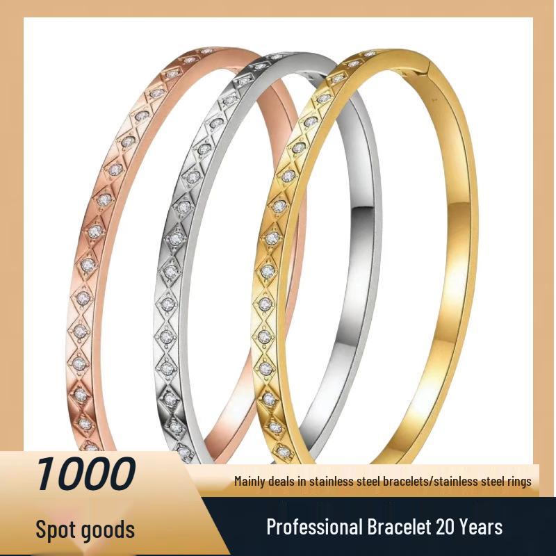 Women's High-End Fashionable Titanium Steel Full Diamond Bracelet – Personalized Design