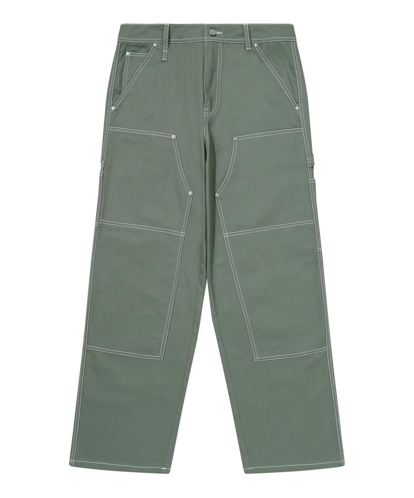 Syupeodeulai Double Knee Cotton Work Pants Khaki