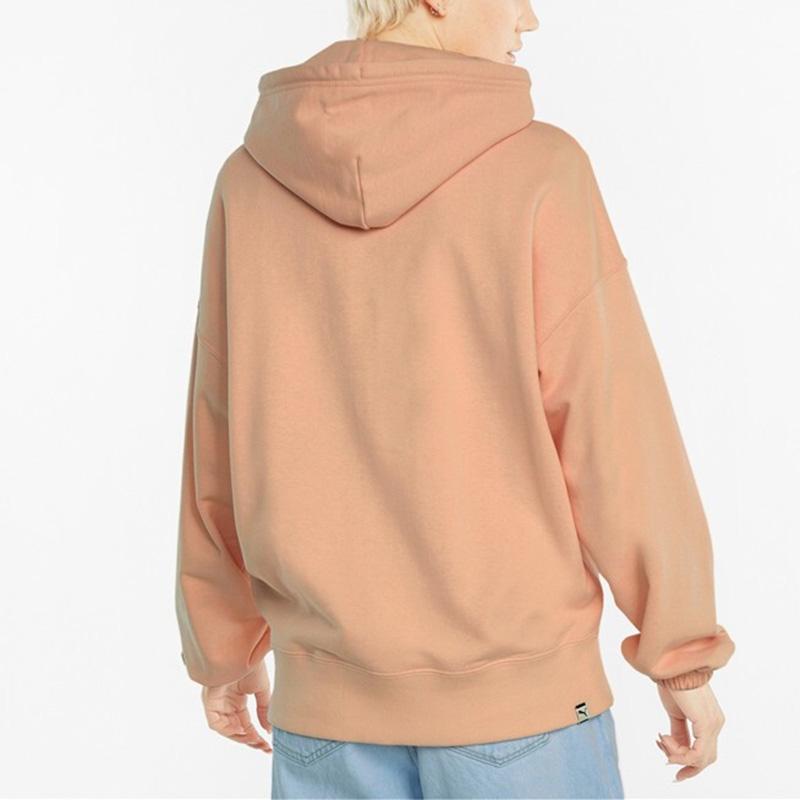 Puma Bluza z kapturem z długim rękawem z nadrukiem graficznym Downtown Damskie topy Koralowy 533049-27