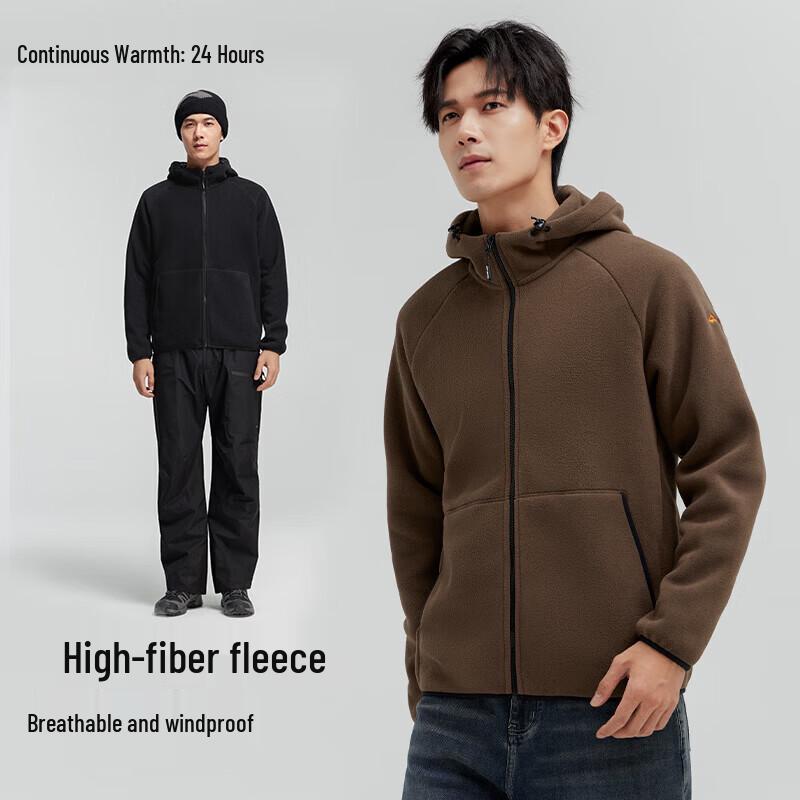Pioneer Camp Men's Outdoor Windproof Hooded Fleece Jacket