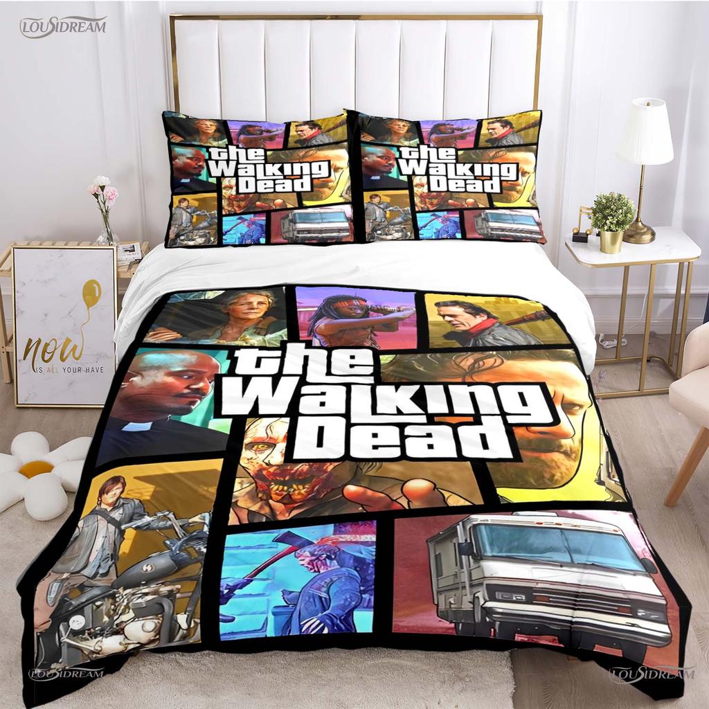 Walking Dead Filmmönster Alla Säsonger Påslakan Sängkläder Lyxigt Mjukt Täckeöverdrag och Kuddfodral Enkel/Dubbel/Queen/King