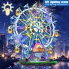City Friends Rotating Ferris Wheel Building Blocks MOC Pink Blue Electric Bricks with Light Toys for Children Christmas DIY Gift