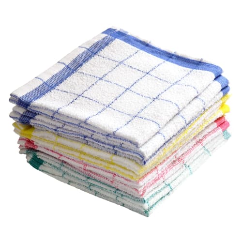 24 19-inch Kitchen Towels, Grid Pattern, Hand Towels, 100% Cotton, Commercial Grade, Thin, Easy To Wring and Dry, Standard Size for Various Uses (Blue