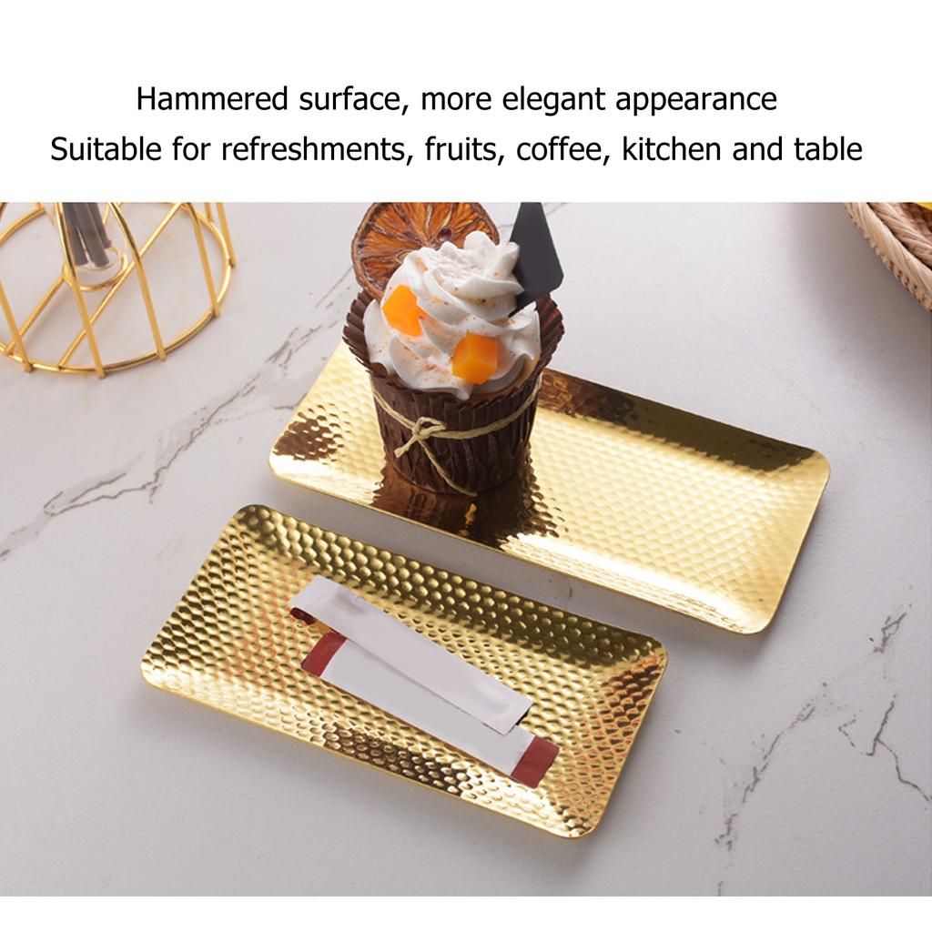 25x11cm Towel Hammered Trays Stainless Steel Multi Purpose Dishwasher Safe Dessert Tray Plate for Home Restaurant