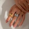 Stainless Steel Irregular Geometric Vertical Bar Rings for Men Women Fashion Gold Color Silver Open Rings Couple Gifts