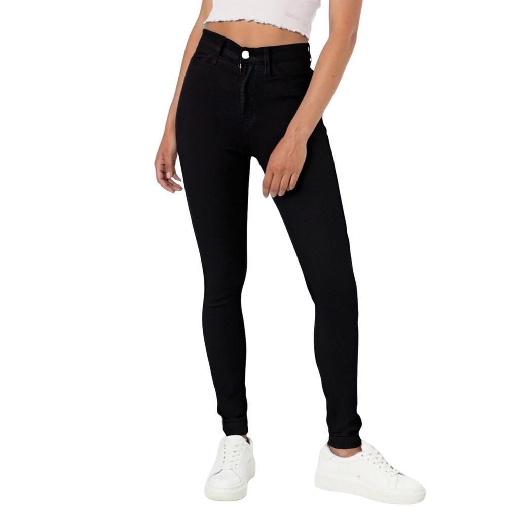 Women's Stylish Solid Color Casual Pocket High-waisted Slim Pencil Denim Pants