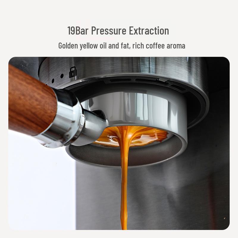 Cross Semi-Automatic Italian Espresso Machine with 19-Bar Pressure and Milk Frother for Home or Office Use