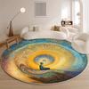 Meditation Galaxy Round Flannel Rug Printed Spiritual Art Floor Mat for Living Room Bedroom Yoga Space Soft Non Slip Home Decor