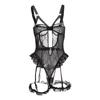 New Fun Underwear Sexy Black Lace Lace Pattern Mesh Women's Bodysuit Charm Underwear Set