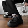 Men Harajuku Black Leather Shoes British Style Thick Sole Casual Oxfords Shoes Men Fashion Platform Derby Shoes Dress Man Trend