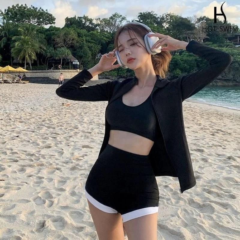 Korean Diving Suit Conservative Swimsuit Warmth Slimming Long-sleeved Women's Surfing Split Water Wood Sunscreen Swimming Clothing