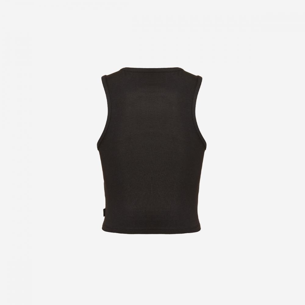 Vans Small Staple Fitted Crop Tank Top Vn000hgeblk Black