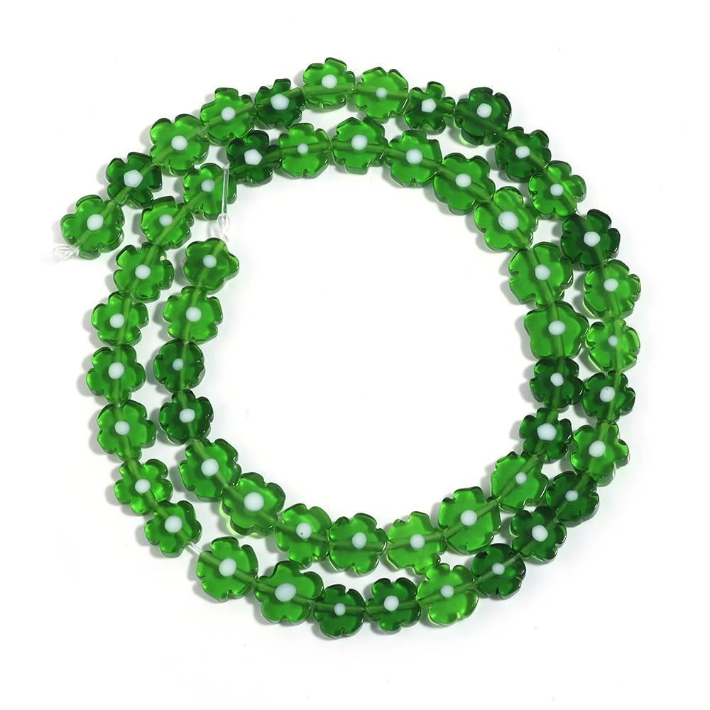 1 Strand Colorful Thousand Flower Lampwork Beads Flat Plum Blossom Loose Beads DIY Handmade Crafts Bracelet Jewelry Accessories