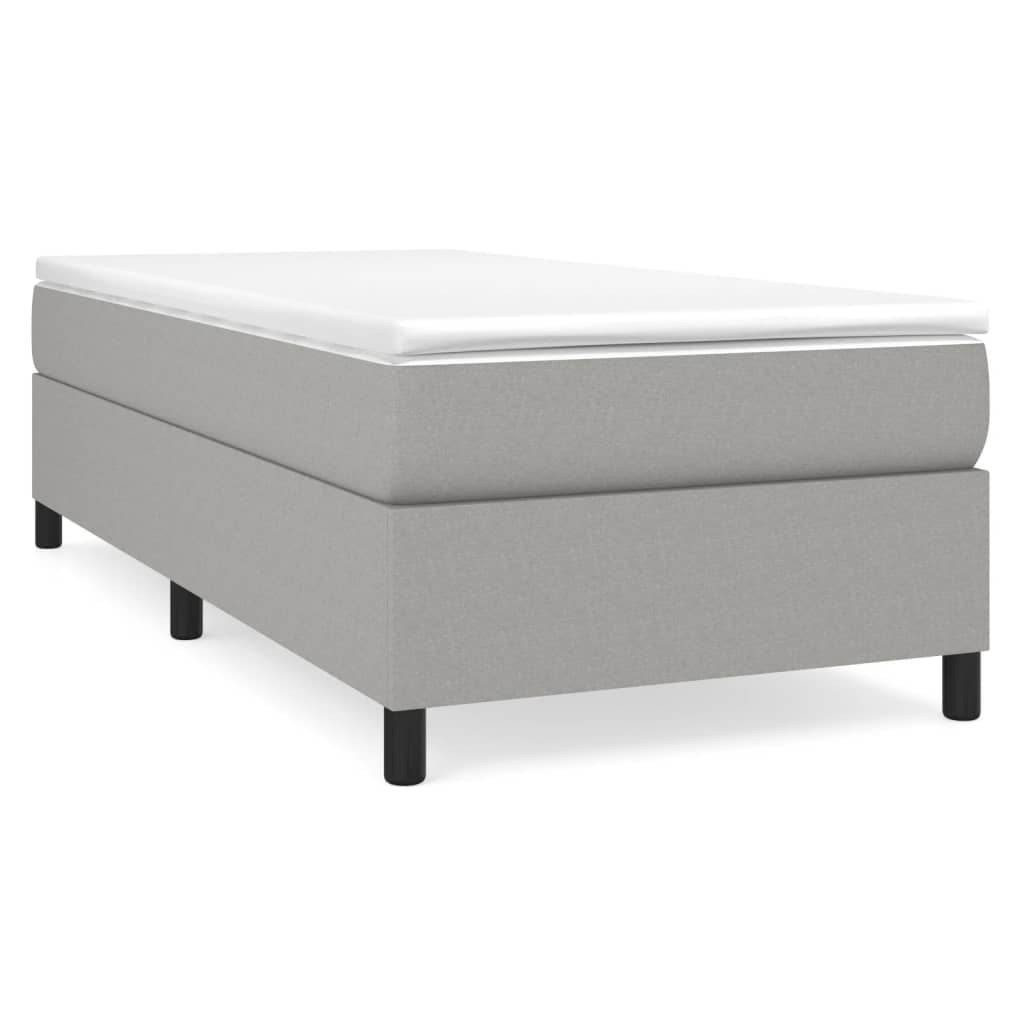 Box Spring Bed Frame Light Grey 90 X 190 Cm Fabric