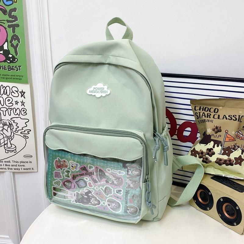 

Милый прозрачный рюкзак стильный и вместительный для школы или путешествий вместимость 20-35 л зелёный