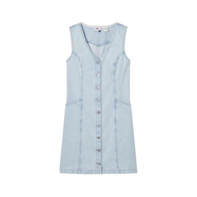 Women's Slim-Fit V-Neck Denim Midi Dress